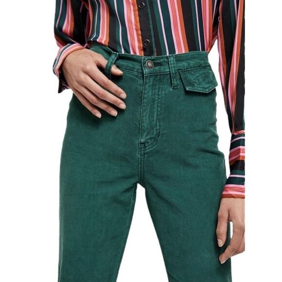 Free People Straight Leg Green Corduroy Pants 32 - Picture 4 of 14